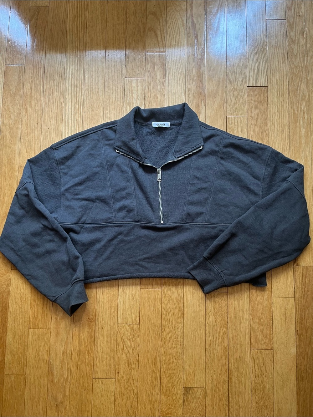 Garage Cropped Charcoal Half-Zip Pullover Sweatshirt